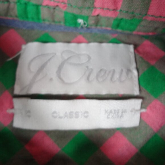 J.CREW GREEN & PINK CHECKERS - MEDIUM WOMENS BUTTON UP L189 - Picture 5 of 7